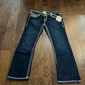 Beautiful LA IDOL jeans size 15 Rhinestones rivets and button